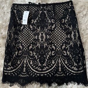 NWT Bebe Olivia Lace Skirt Black/Nude